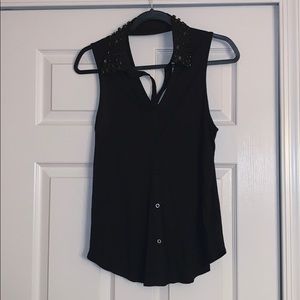 Jewel collar black top